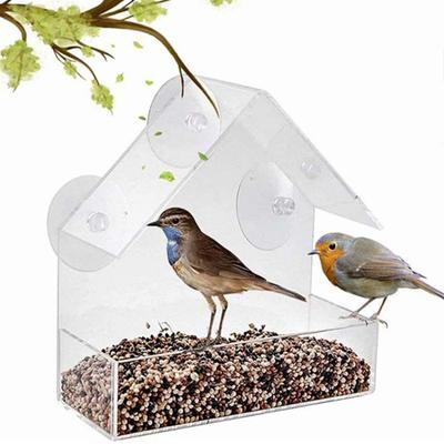 Bird Feeder Acrylic Transparent Bird Food Bowl with Suction Cup, Removable and Easy To Clean 6 Inches X 6 Inches X 2.8 Inches