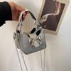 Mini Bow Buckle PU Bag Pu Leather Women's Shoulder Bag Cute Silver Bucket Bag  Storage Phone