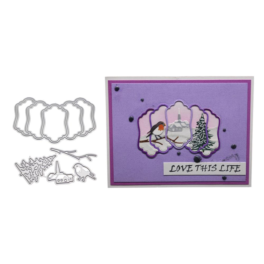 Castle Outside the Window Frame Metal Silvery Stencil Embossing Cutting Dies For Diy Scrapbooking Paper Album Cards Making