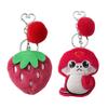 Adorable Fuzzy Strawberry Snake Plush Keychain Accessory For Bags And Keys Soft And Colorful Designs Keyrings Pendant