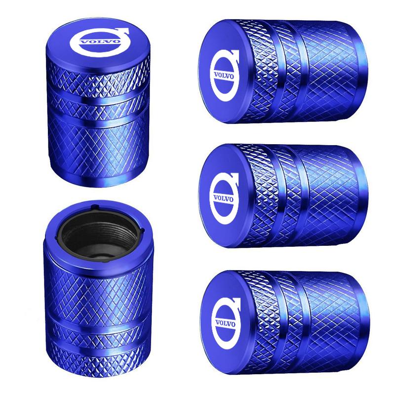 5Pcs Car Wheel Tire Valve Caps Metal Stem Protector Cover For Volvo EX90 V60 V40 XC90 S60 XC60 V50 V70 S90 XC40 S80 T6 V90 EX30
