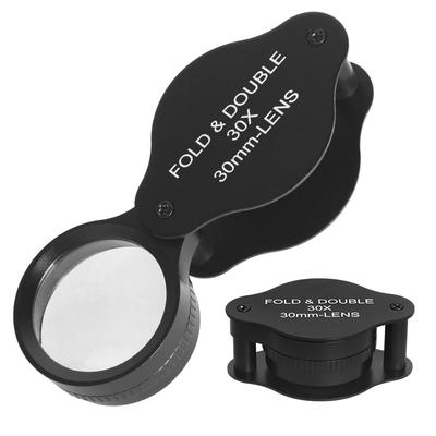 30X Folding Jewlery Loupe 30Mm All-Optical Glass Lens Porcelain Collection Identification Metal Portable Magnifying Glass