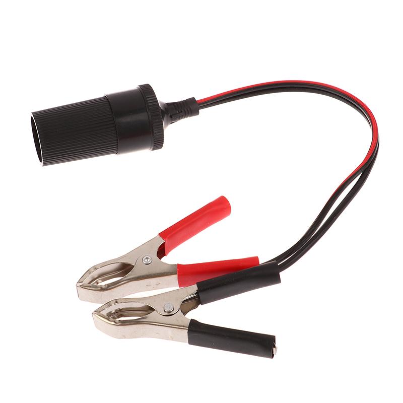 Bateriový adaptér Napájení Zapalovač cigaret v autě Samička na svorku aligátora Prodlužovací konektor na svorku