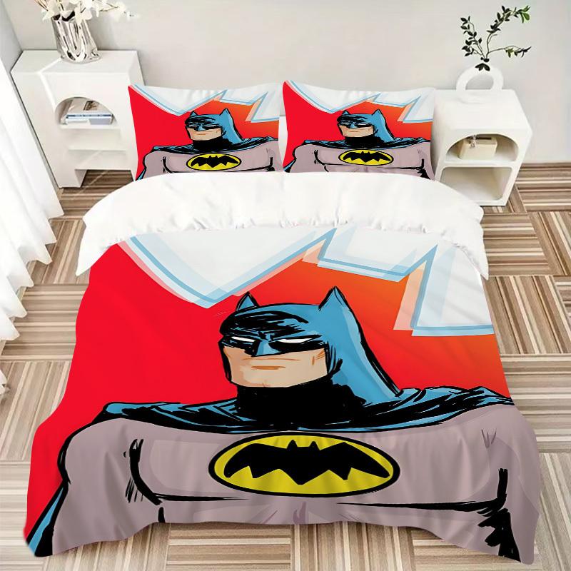 3pcs Batman, Superhero Duvet Cover Set, 1 Duvet Cover + 2 Pillowcases (No Insert), Cozy Bedding, Bedroom Set, Easy Care, Durable Yy251103093