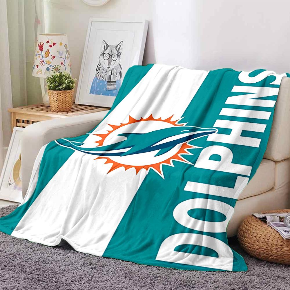 1pc Blanket - Miami Dolphins Logo Print Design,Lightweight Blanket for Sofa,Bed- Soft &Warm,Gift for All Seasons
