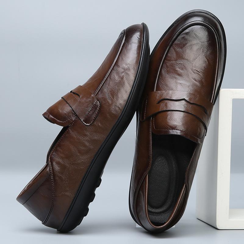 Men's Shoes 2025 New Autumn Leather Loafers Men's Business Casual Leather Shoes One Foot Lazy Doudou Tide Shoes
