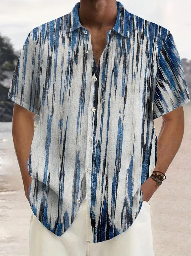 Summer Short Sleeve Flower Shirt Men'S Beach Large Size Casual 3D Digital Printing Men'S Shirt Tide