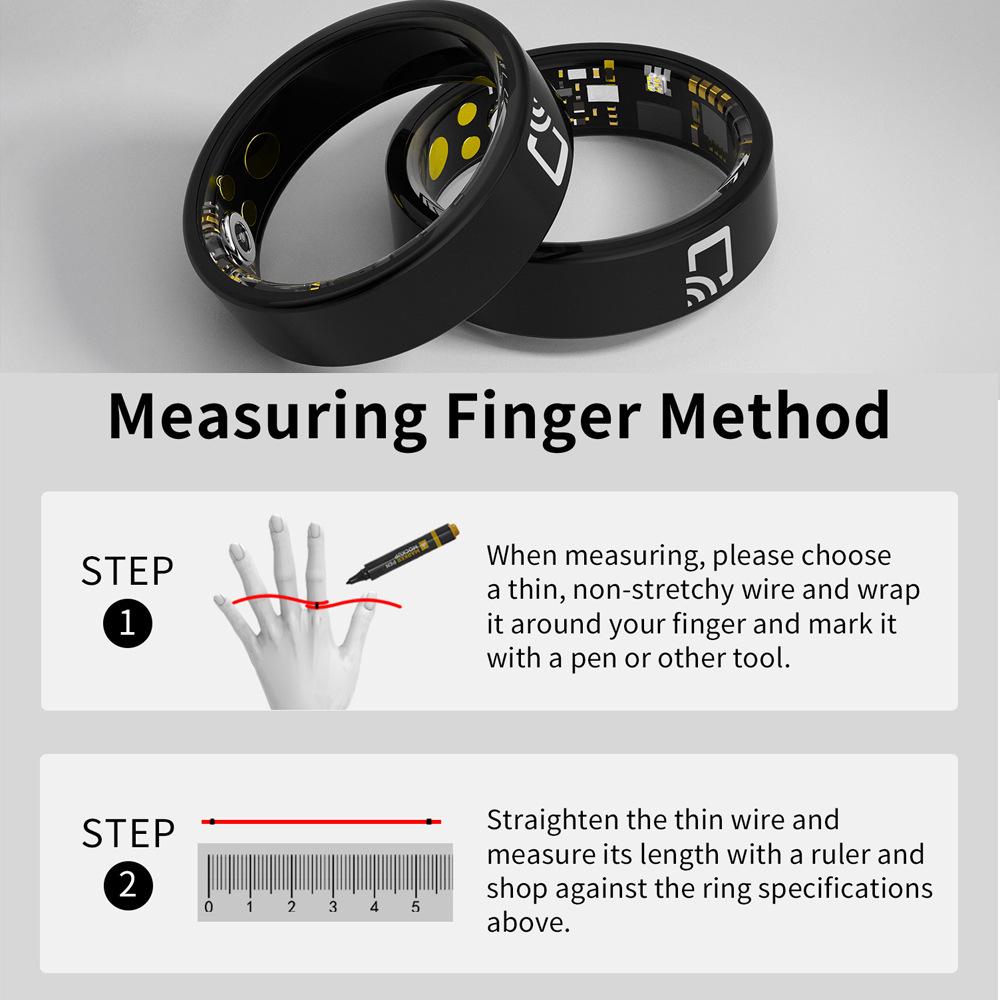 Inteligentny Pierścionek Ceramiczny NFC SmartHealth: Tętno, Poziom tlenu we krwi, Monitor snu, Wodoodporność IP68.