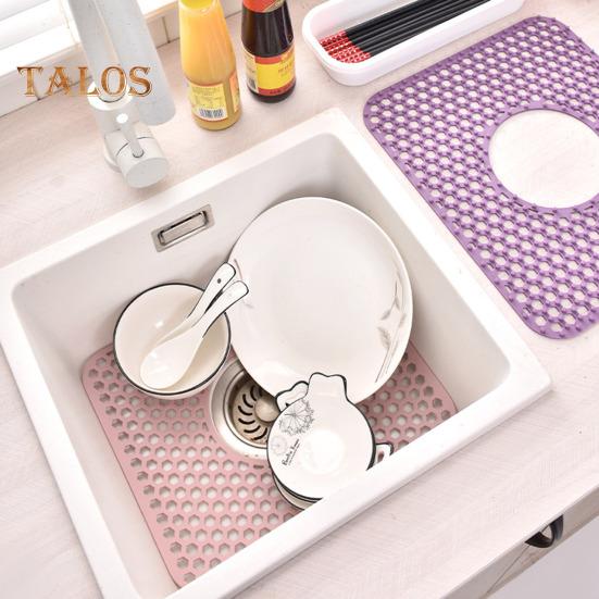 Silicone Sink Mat with Center Drain Heat-Resistant Flexible Non-Slip Design Easy To Clean Reusable Sink Protector Mat