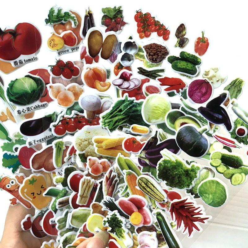 6/12/24pcs 3D Bubble Sticker Fruits And Vegetables Various Styles Reusable Children Sticker Toy Birthday Gift for Boys Girls TMZ