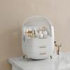 Boîte à maquillage - NETTLIFE - Luxe blanc translucide - Double tiroir - Anti-poussière - 26×16×38 cm