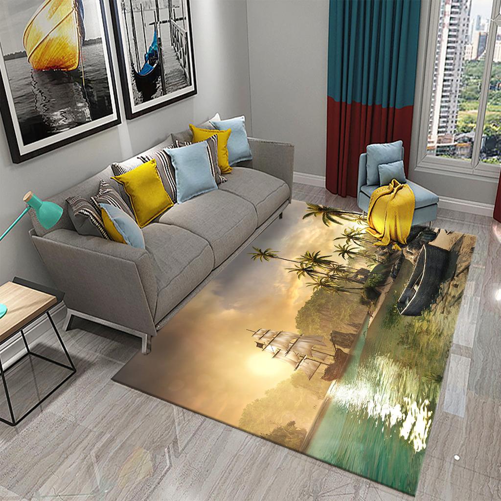 Bedroom Living Room Door Mat Balcony Decorative Floor Mat Bathroom Non-slip Door Mat Retro Pirate Ship Carpet