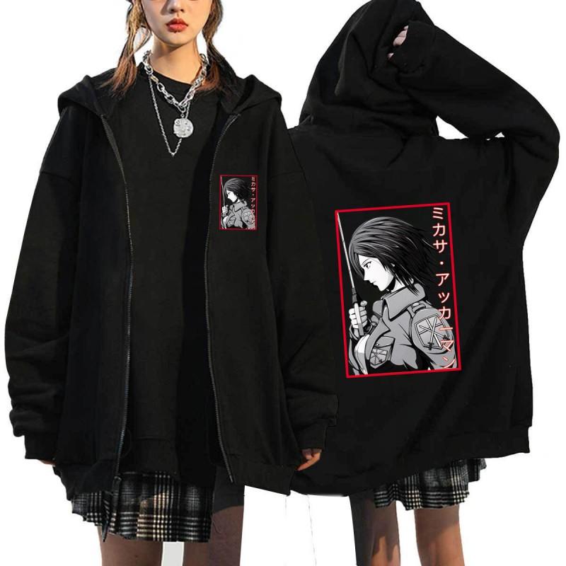 Anime Attack On Titan Printed Zip-Up Hoodie Unisex Casual Sportswear Long Sleeve Sweatshirt