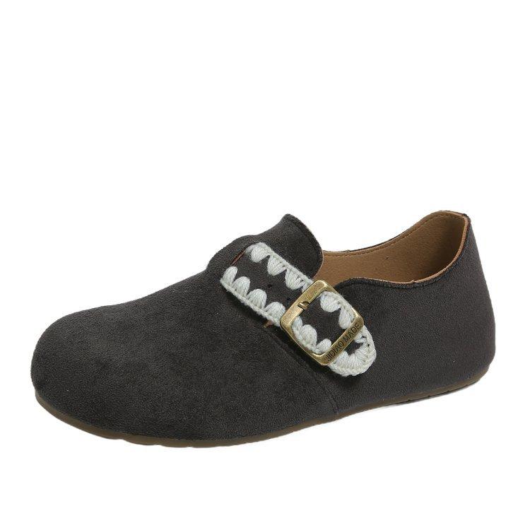 

[Youshilai] Retro Birkenstock Doudou shoes women s 2025 spring new one-pedal soft-soled lazy single shoes 35