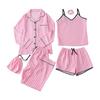 Women'S 7-Piece Satin Pajama Set Sexy Cami Top Button Down