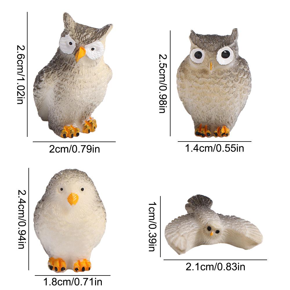 Small Owl Miniatures Resin Crafts Garden Owl Ornaments Cartoon Simulation Owl Ornaments  Outdoor