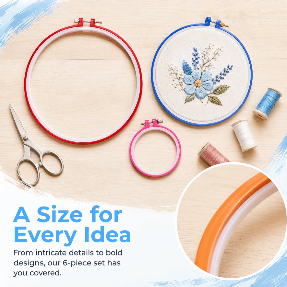 6pcs Adjustable Design Embroidery Hoop Set Plastic Adjustable Hoop Ring For Embroidery