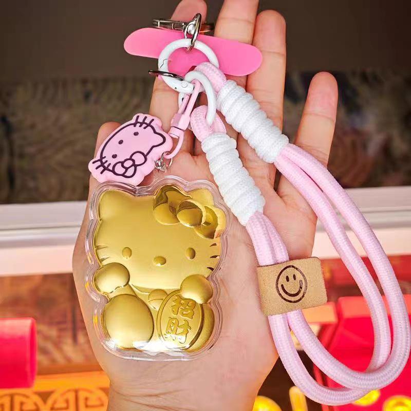 999 Pure Gold Lucky Cat Keychain Bracelet Bag Pendant Ornament No Gold