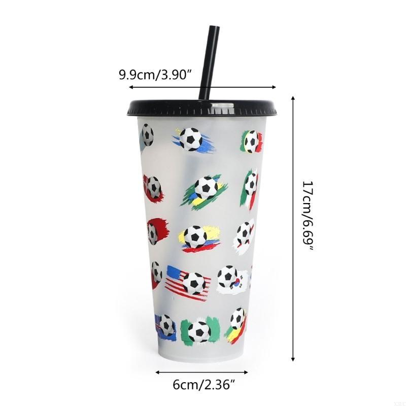 Portable Straw Cup with Lid Travel Mug Color-Changing Juice Beverage Cup X3UC