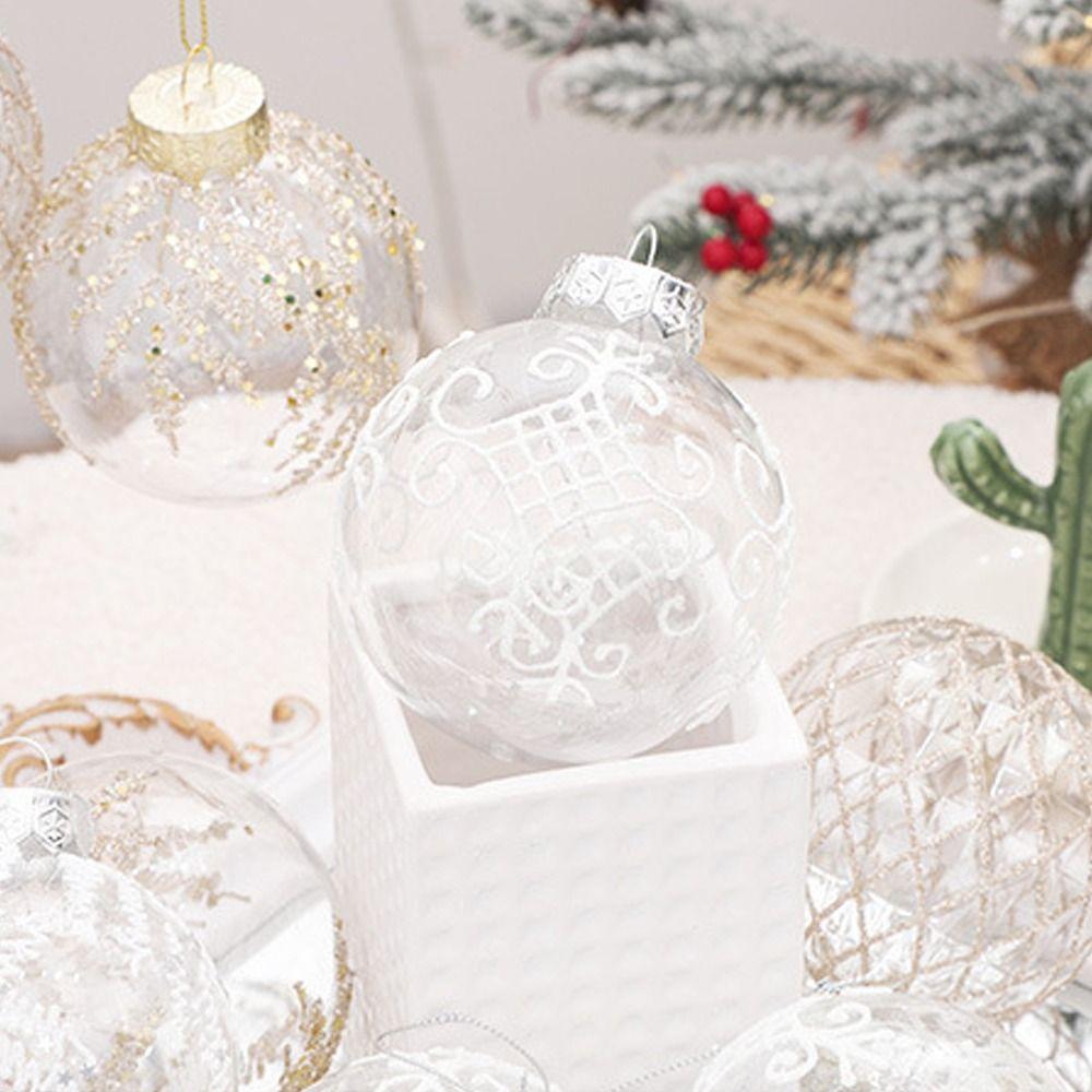 9pcs Transparent Painted Christmas Balls Ornament PET Christmas Tree Pendant Home Xmas Decor