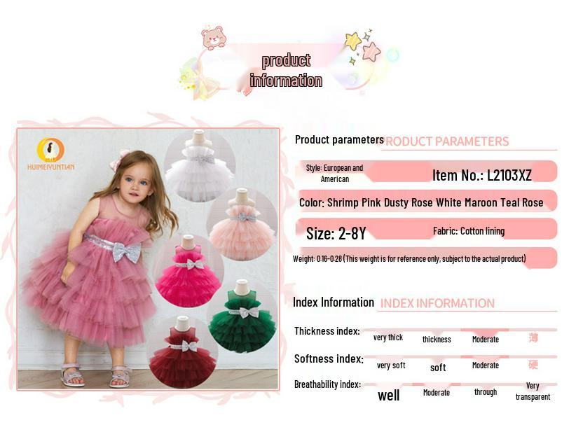 Cross-Border Infant Toddler Birthday Princess Puffy Dress for One-Year-Old