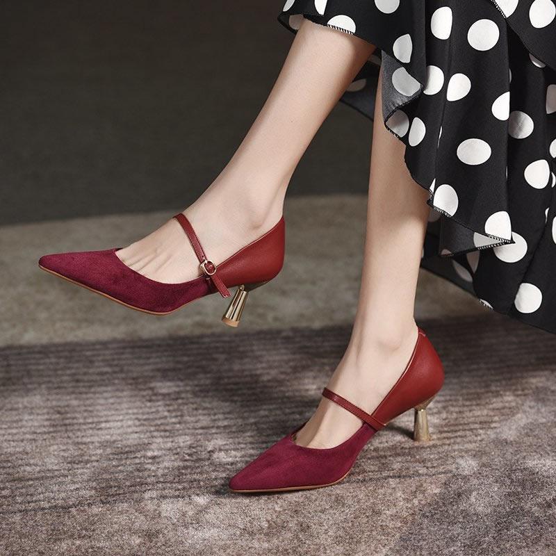 

Shoes for Woman 2025 Pumps Evening Women s Summer Footwear Bride Pointed Toe on Heeled High Heels Red Casual Chic and Elegant 34 вина червоного кольору