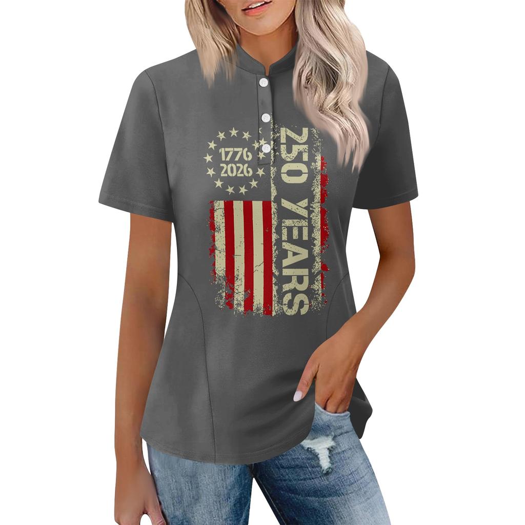 Women's Casual Polo Shirt Short Sleeve Loose Fit Button Down Top Lightweight Breathable Fabric Summer Wear