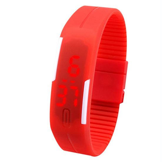 Men Women Fashion Silicone Red LED Sports Bracelet Touch Digital Wrist Watch
