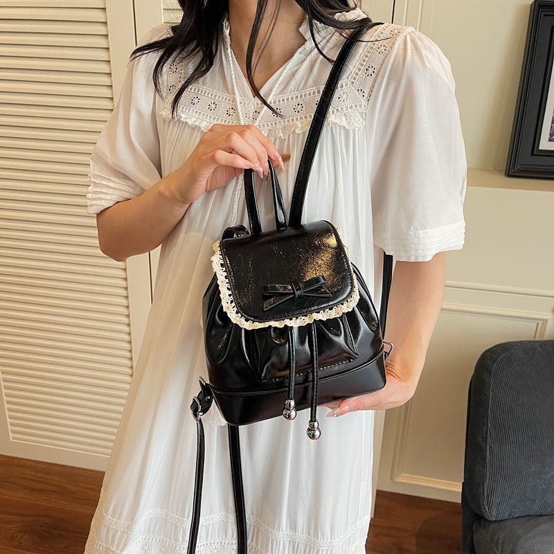 Gentle Wind Lace Bow Niche Mini Backpack Women's New Fashion Versatile Portable Travel Small Backpack