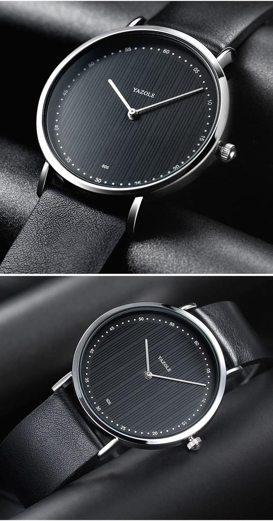ZooooM Simple Striped Dial Analog Wristwatch, Fashion Accessory, FormalCasual, Unisex for Men and Women (Frame: Silver  Dial: Black  Band: Brown)