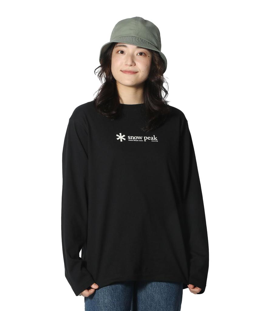 Snow Peak Soft Cotton Logo Long Sleeve T-Shirt, Black, Size S