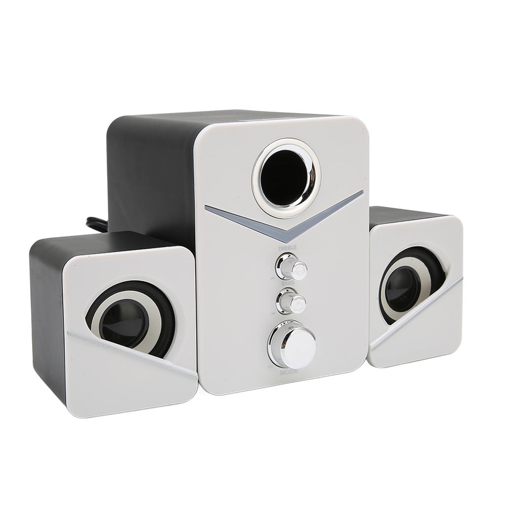 D‑221 Bluetooth Computer Speaker Deep Bass 2.1 Channel Mini Desktop Speaker for Wedding Party White