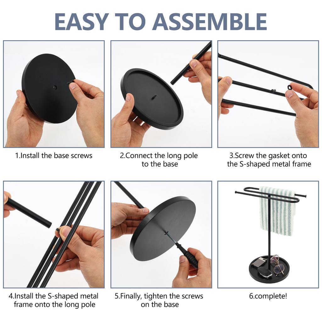 Hand Towel Holder Stand Metal S Shaped Standing Towel Rack with 7inch Stable Base Countertop Storage Rack for Bathroom Kitchen