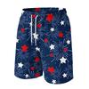 Men's Drawstring Waist Casual Shorts with Star Stripe Print Loose Fit Elastic Waistband and Side Pockets for Daily Wear