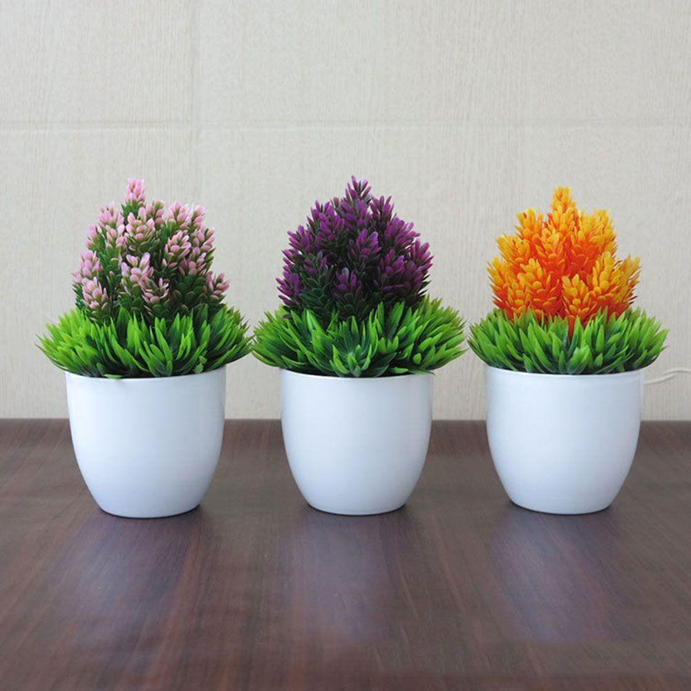 1 SET Gift Desktop Ornament Home Decor Artificial Flower Fake Potted Simulation Bonsai Plastic Plant