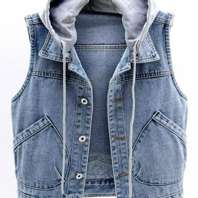 Women's Denim Vest Vest Casual Short Sleeveless Hooded Jacket
