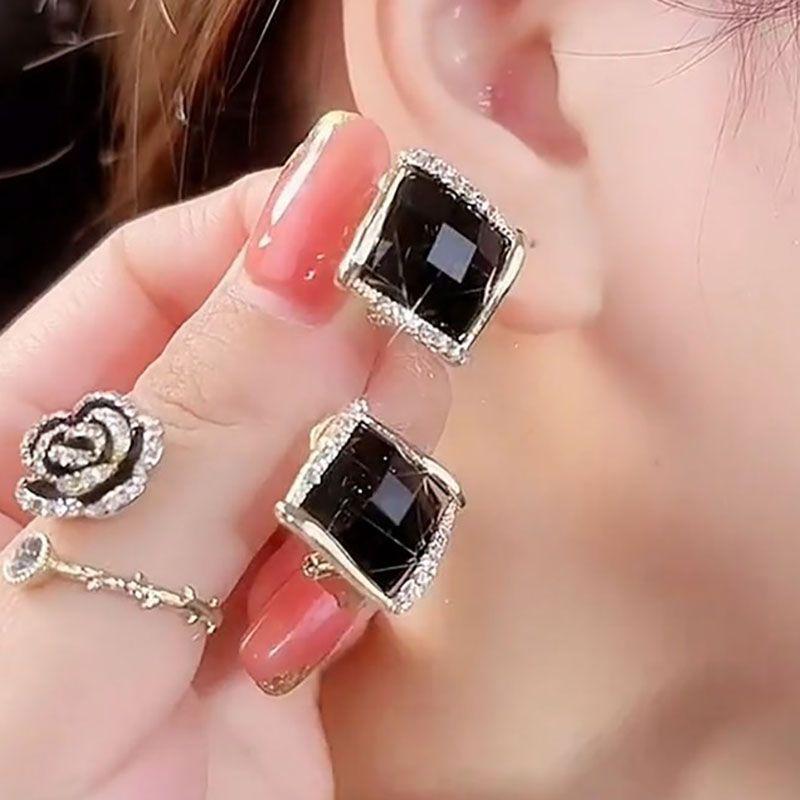 

Женское стерлинговое серебро, необычный весенне-летний элегантный черный квадрат Black