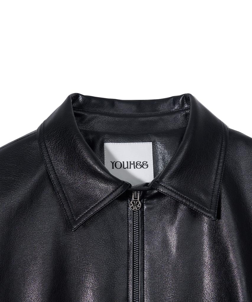 YOUHEE Crack Leather Blouson_Black