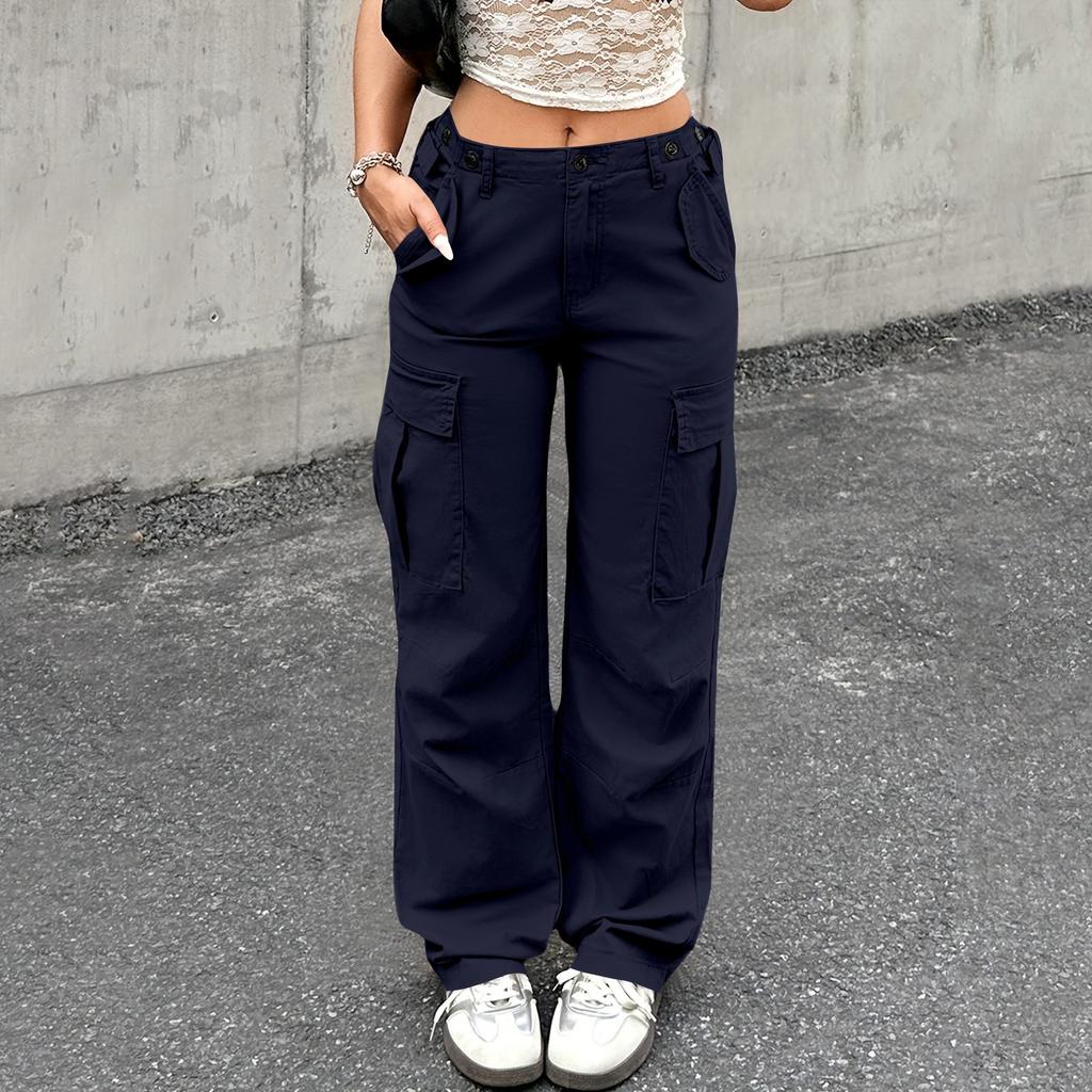 Women's Solid Color High Waist Slim Fit Loose Sports Casual Workwear Trousers