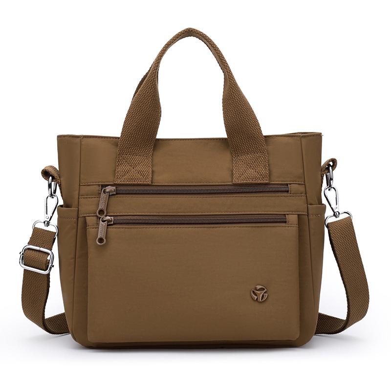 Borsa Tote Versatile in Nylon con Tasche Multiple con Zip Tracolla Regolabile Borsa a Spalla Casual per Donne Quotidiana