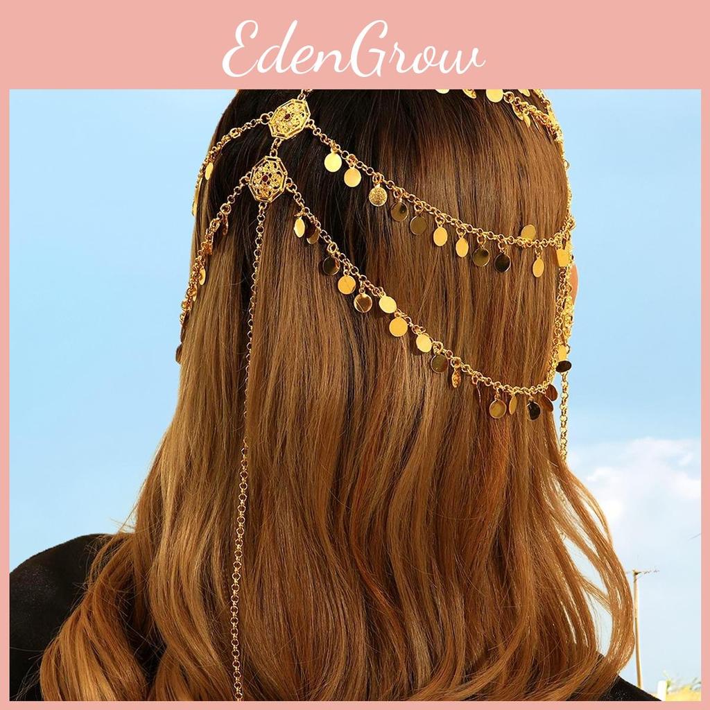 Gold Metal Hair Headpiece With Tassel Accents For Women Travel And Party Accessory