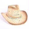 Popular European and American Classic Hollow Western Cowboy Hat Men's and Women's Fashion Vacation Breathable Sunshade Straw Hat