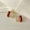 Red C-type zircon mosquito coil disc ear clips without ear holes, autumn and winter niche light luxury high-end temperament earrings, stud earrings