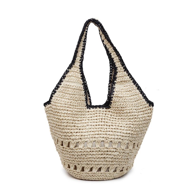 Summer Woven Beach Bag With Magnetic Closure For Casual Day Use