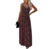 Women’s Floral Print Maxi Dress Sleeveless V Neck Adjustable Spaghetti Strap Long Summer Dress Casual Loose Fit Beachwear