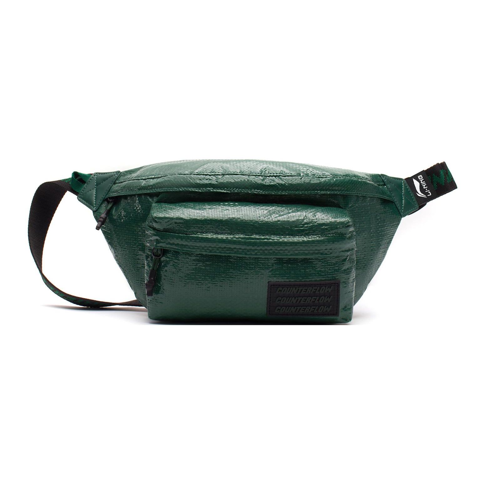 Li Ning CF Series Brand Logo Zipper Waist Bag Unisex Waist Bag Green ABLS215-3 Green