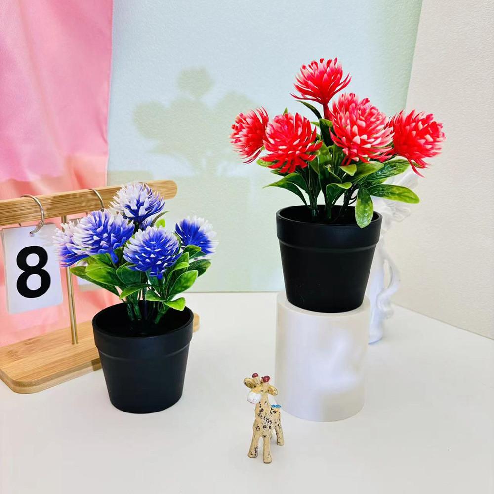 Chrysanthemum Flower Plastic Potted Plant For Balcony Desktop Plant Decoration