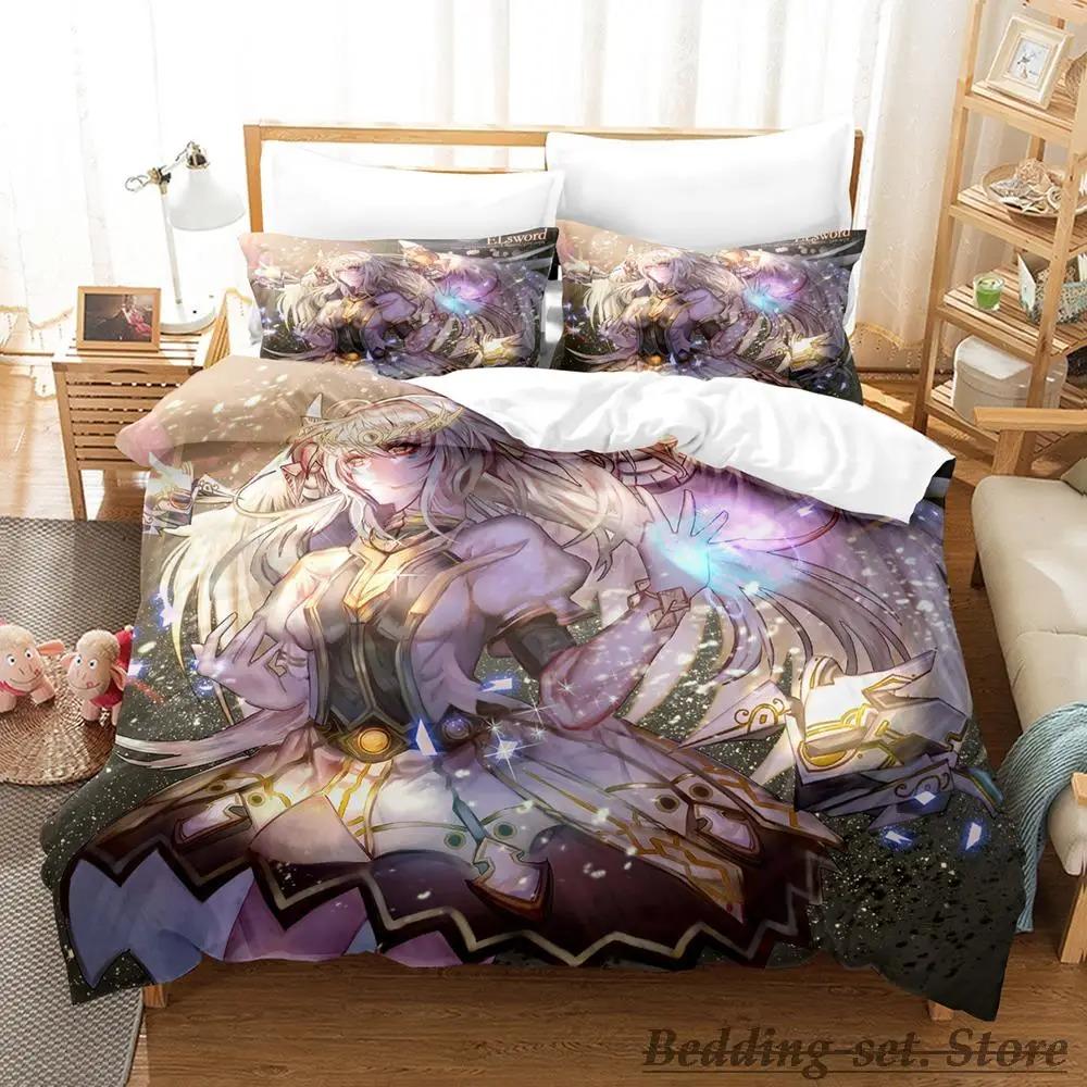 Coolt Spel Elsword Sängklädesset Enkelt Twin Full Queen King Size Sängset Vuxen Barn Sovrum Påslakan Set Anime sängkläder Säng