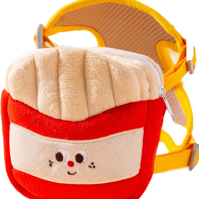 Dog Cute Hamburger Fries Backpack Leash Pet Out Chest Strap Walking Dog Leash Cat Walking Cat Leash