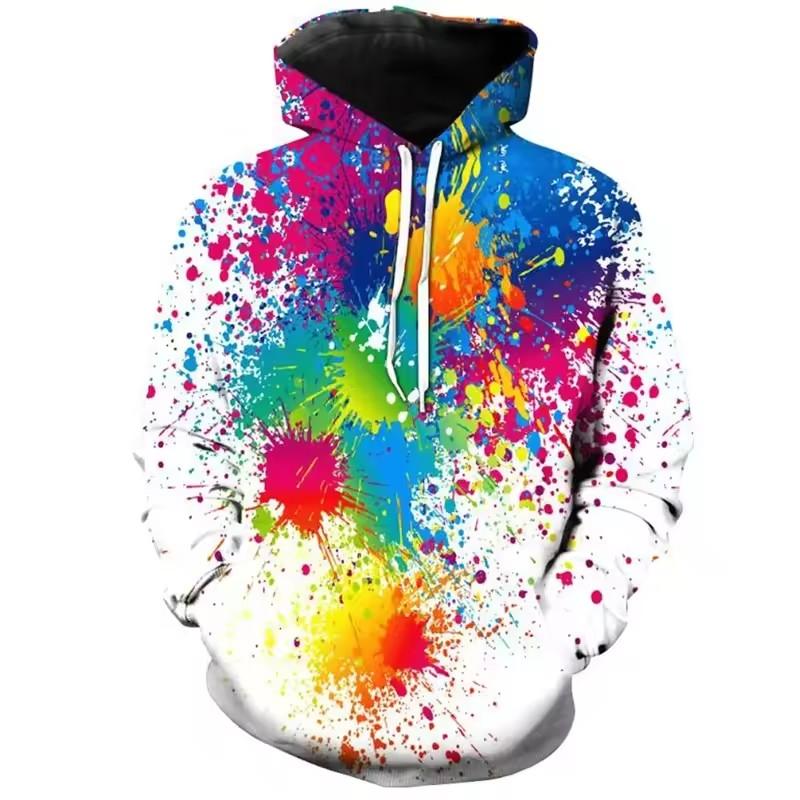 Men's Hoodie Cartoon Cat Print Y2k Sweatshirt Harajuku Hooded Shirt Pullover Casual Oversized Long Sleeve Top Men's Clothing